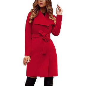 WINTAN WINTER PEA COAT WOOL TRENCH COAT COPLAR SCAPTENT Outwear Office Single Breasted Mid-Long Coat مع حزام