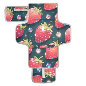 Fake Sequin Glitter Blue Strawberry Reusable Changing pad Baby with Tissue Pocket Waterproof Pads for Baby with Built-in Pillow cambiadores de pa?ales para Bebes
