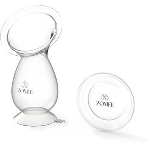 Zomee Manual Breast Pump Silicone Milk Collector – Hands-Free Milk Collection Bottle for Breastfeeding Moms – BPA-Free, Leak-Proof, Spill-Proof Design - Portable & Easy to Clean – 4oz Capacity