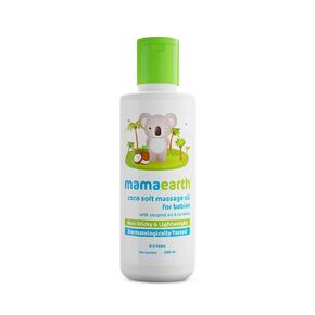 Mamaearth Coco Soft Baby Massage Oil | مع زيت جوز الهند والكركم | يرطب بلطف ويغذي بشرة الطفل الحساسة | يساعد على الحفاظ على الجلد الناعم والمرن | 6.76 fl oz (200 مل)