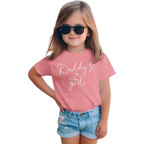 KEKEMI Toddler Baby Girl Father's Day Shirt Daddy’s Girl Letter T-Shirt Cute Fathers Day Holiday Tee Short Sleeve Summer Tops