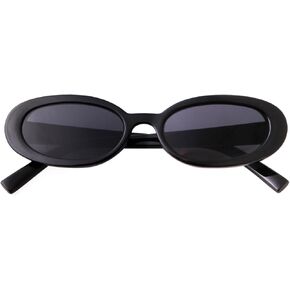 SDINM Retro 90s Oval Sunglasses for Women Vintage Small Narrow Tinted Black Tortoise Shell Glasses Shades UV400 Lens