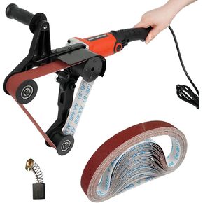 Pipe Tube Polisher Sander, 710W Pipe Belt Sander with 6 Variable Speeds 500-1000rpm, Professional Belt Sander Grinding Machine with 50PCS Sanding Belts for Burnishing Finishing Rust Removal