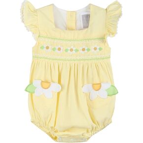 Baby Girls Pocketed Smocked Flutter Romper