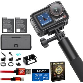 DJI Osmo Action 5 Pro Adventure Combo, 4-Hr Battery, 4K Video Bundle with Lexar 64GB Memory Card, Type-C Charge & Sync USB Cable & Deco Gear CPS Exclusive 26 Month Protection Pack (BEACH-CPS-26M500)