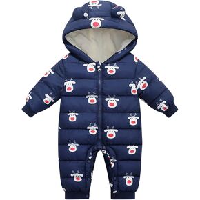 Snow Pants Bib Warm Down Romper Coat Padded Jacket Girls Snow Hooded Baby Infant Outwear Skiing Clothes for Kids