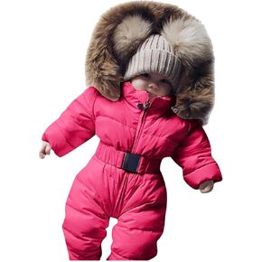 Newborn Infant Babys Detachable Hat Hooded Jumpsuit Down Jacket Boys Girls Winter Warm Padded Thick Coat