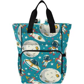xigua Cute Doodle Astronaut Diaper Bag Backpack Multi Function Baby Changing Bags Waterproof Large Capacity Travel Back Pack for Mom Dad
