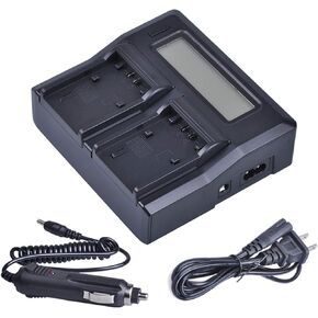 LCD Dual Quick Battery Charger for JVC GY-HM180, GY-HM180U, GY-HM180E Camcorder (8.4V, 12.6V, 16.8V)