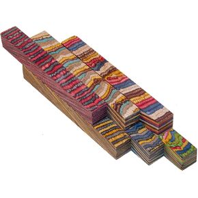 Penn State Industries PKEZLAM90 Color Grain Laminated Maxi Pen Blanks, 6pc. Combo Pack, 5/8" x 5/8" x 5"