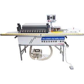 Automatic Edge Bander Banding Machine Woodworking Curve Straight Edge Bander Double-sided Gluing Trimming Machine Trim Neatly Head and Tail Automatic Plate Feeding 110V