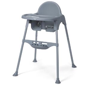 Cosco Kids Canteen High Chair Lightweight Portable Baby Feeding Chair with Adjustable Tray, Easy to Clean, Kitchen or Dining Use, Toddlers Up to 33 lbs, Mono Black