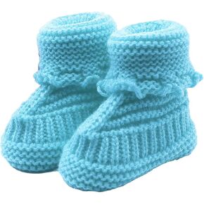 Baby Boys Girls Booties Soft Sole Toddler Shoes Newborn Infant Hand Knitting Crochet Cozy Shoes Non Slip Booties