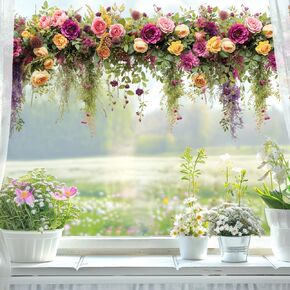 Colorful Bouquet Window Sticker，Floral Bouquet Window Stickers，Wildflower Clings，Suitable for Bedroom Living Room Home Glass Decor (Type G)