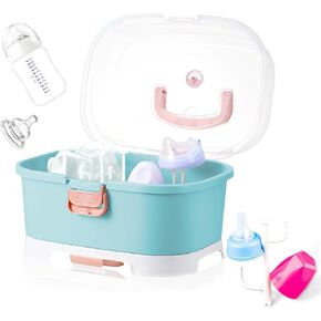 Baby Bottle Organizer for Storage, Baby Bottle Storage Large Capacity with Lid Cover Anti-Dust Protection and Cutlery Storage Drying Rack Portable Large Capacity Bottle Organizer Baby (purple)