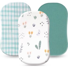 3 Pack Bassinet Sheets, 21"x35" Compatible with Airclub, venowu, Larex 3 in 1, and HARPPA Baby Bassinet, 100% Jersey Cotton Super Soft and Breathable Bassinet Fitted Sheets for Baby