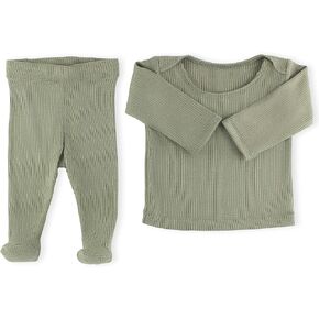 Dear Earth Baby Lightweight Unisex Ribbed Modal Footed Leggings 2-Piece Infant Set