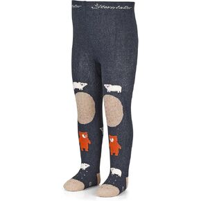 Krabbelstrumpfhose Bären Tights Blau Meliert, Normal Baby Boy, Blau Meliert, One Size