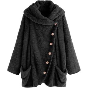 LCMTWX Womens 2023 Winter Fuzzy Fleece Jacket Fleece Sleeve Plus Size Women Women's Coat Solid Oversized Fuzzy Fleece De
