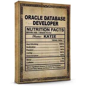 Customize Name Oracle Database Developer Nutritional Facts Poster Wall Art, Oracle Database Developer Canvas Print Words Artwork Motivational Poster for Bedroom Bathroom 6AZ1914