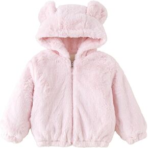 Baby Boys Bear Ears Shape Fleece Warm Hoodies Clothes Toddler Zip Up Jacket Sweatshirt Toddler Outdoor Jackets for Girls