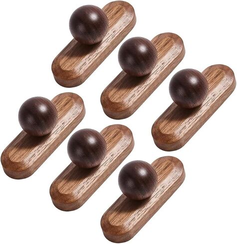 6 Pcs Black Walnut Wood Cabinet Knobs - Ball Shape - Wooden Drawer Pulls for Cabinets Doors, Dresser and Drawers Pullwith Screws, Hardware for Kitchen Bathroom Bedroom,96mm in Saudi Arabia