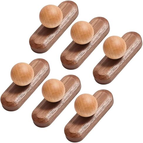 6 Pcs Black Walnut Wood Cabinet Knobs - Ball Shape - Wooden Drawer Pulls for Cabinets Doors, Dresser and Drawers Pullwith Screws, Hardware for Kitchen Bathroom Bedroom,96mm in Saudi Arabia