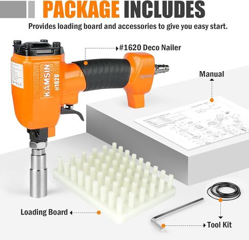 Pneumatic Decorative Nailer 9.60-20.30mm (3/8-Inch to 3/4-inch) Head Diameter Air Power Tack Nail Gun Finish Nailer Deco Tacks Gun for Upholstering, Sofa Leather, Furniture (1080 Deco Nailer) in Kuwait