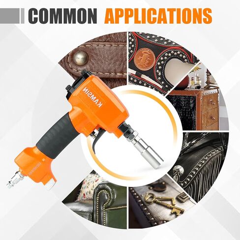 Pneumatic Decorative Nailer 9.60-20.30mm (3/8-Inch to 3/4-inch) Head Diameter Air Power Tack Nail Gun Finish Nailer Deco Tacks Gun for Upholstering, Sofa Leather, Furniture (1080 Deco Nailer) in Kuwait