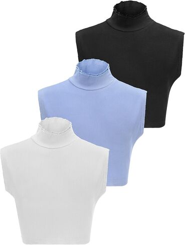 3 Pcs Detachable Collars for Women Ruffled Fake Turtleneck Dickey Collar Winter Mock Blouse Turtle Neck Fake Collar in Saudi Arabia