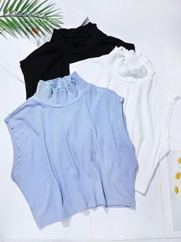 3 Pcs Detachable Collars for Women Ruffled Fake Turtleneck Dickey Collar Winter Mock Blouse Turtle Neck Fake Collar in Saudi Arabia