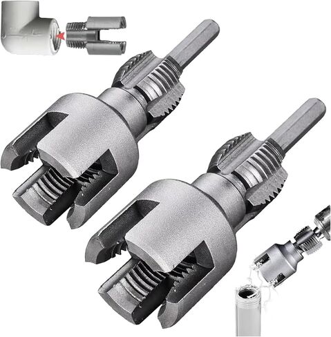 Integrated Internal & External Pipe Threading Tool, PVC Threading Tool Kit, Electric Drill Compatible PVC Pipe Threader Kit with Various Die Sizes, Pipes Threader Plumbing Tools (1/2"+3/4") in Saudi Arabia