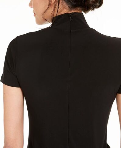 Anne Klein Women's Short Sleeve Mockneck TOP, Anne Black, S in Saudi Arabia