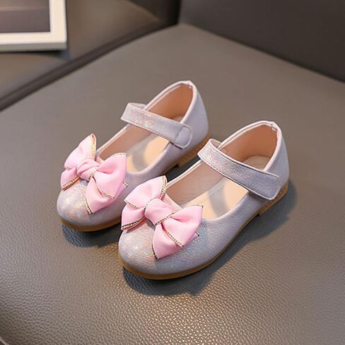 Toddler Girls Dress Shoes Flower Girl Little Kids Mary Jane Ballet Flats Bows Wedding Party Girl Mary Jane Shoes in Kuwait