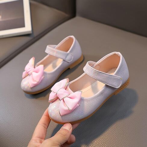 Toddler Girls Dress Shoes Flower Girl Little Kids Mary Jane Ballet Flats Bows Wedding Party Girl Mary Jane Shoes in Kuwait
