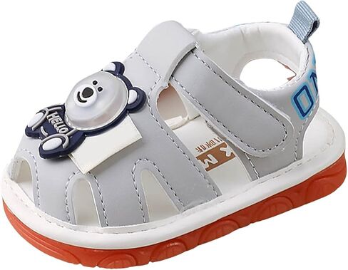 Baby Boy Girl Squeaky Sandals Summer Light Up Cute Bear Sandal Closed-Toe Non Slip Soft Sole Shoes Toddler First Walker Shoes in Saudi Arabia