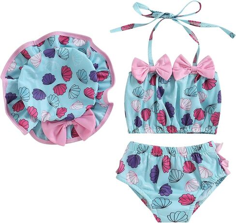 Newborn Baby Girl Swimsuit Cute Print Swimwear Kids Bowknot Bikini Set Infant Bathing Suit Summer Beach Wear in Saudi Arabia