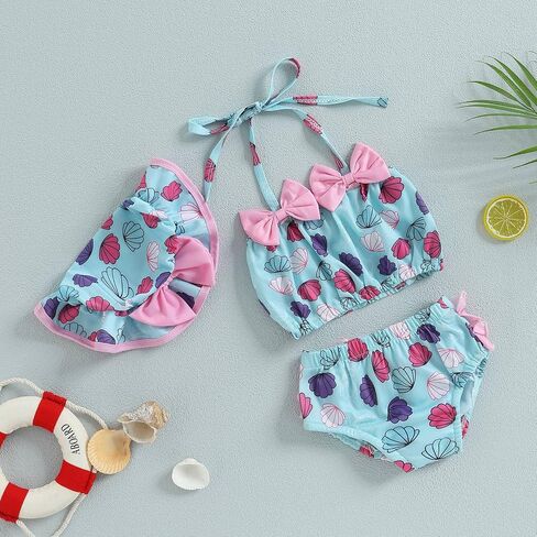 Newborn Baby Girl Swimsuit Cute Print Swimwear Kids Bowknot Bikini Set Infant Bathing Suit Summer Beach Wear in Saudi Arabia