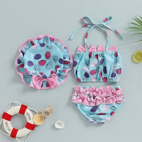 Newborn Baby Girl Swimsuit Cute Print Swimwear Kids Bowknot Bikini Set Infant Bathing Suit Summer Beach Wear in Saudi Arabia