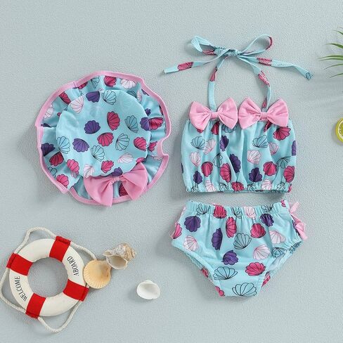 Newborn Baby Girl Swimsuit Cute Print Swimwear Kids Bowknot Bikini Set Infant Bathing Suit Summer Beach Wear in Saudi Arabia