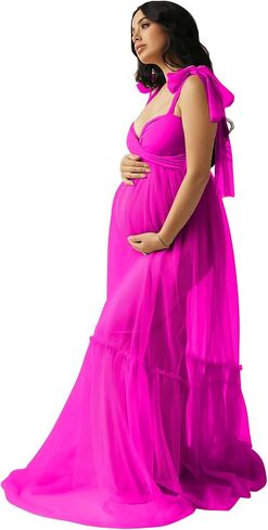 Changuan Sheer Tulle Maternity Dresses for Photoshoot V Neck Spaghetti Starp Bridal Lingerie Pregnancy Gowns for Baby Shower in Saudi Arabia