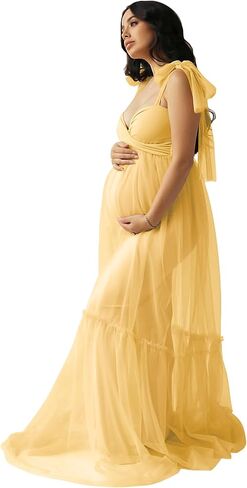 Changuan Sheer Tulle Maternity Dresses for Photoshoot V Neck Spaghetti Starp Bridal Lingerie Pregnancy Gowns for Baby Shower in Saudi Arabia