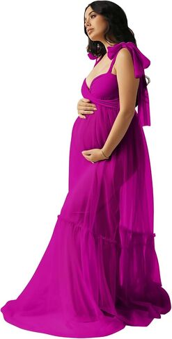 Changuan Sheer Tulle Maternity Dresses for Photoshoot V Neck Spaghetti Starp Bridal Lingerie Pregnancy Gowns for Baby Shower in Saudi Arabia