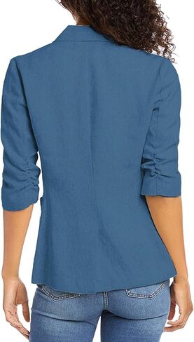 2025 Summer Linen Blazers for Women Business Casual 3/4 Sleeve Open Front Suct Stack in Saudi Arabia