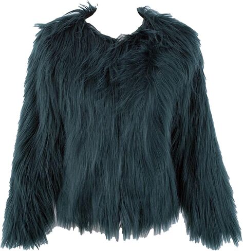 JEsilunmaMY Women's Fluffy Shaggy Fur Coat Long Sleeve Cardigan Warm Winter Overcoat Plus Size Solid Color Thicken Jacket in Saudi Arabia