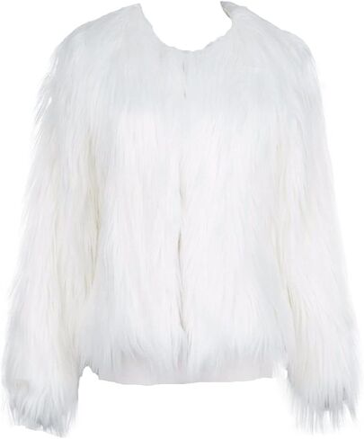 JEsilunmaMY Women's Fluffy Shaggy Fur Coat Long Sleeve Cardigan Warm Winter Overcoat Plus Size Solid Color Thicken Jacket in Saudi Arabia