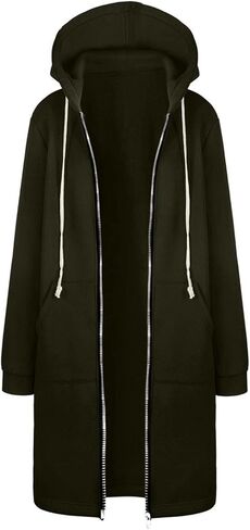 Muyise Women's Casual Zip Up Long Hoodies Tunic Sweatshirt Winter Warm Long Sleeve Hooded Outerwear Jacket Coat with Pockets in Saudi Arabia