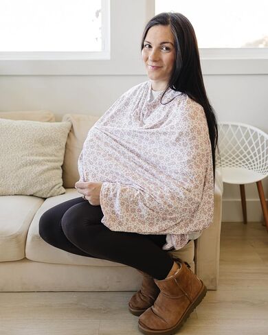 Nursing Cover Up for Breastfeeding - Breathable Breastfeeding Cover with Removable Arch Neckline for Women - Breast Feeding Covers for Women (Meadow Reflection) in Kuwait