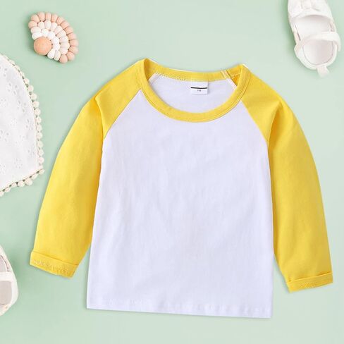 Toddler Long Sleeve Color Block T-Shirts Cotton Crewneck Tees Soft Undershirt Shirt Top for Baby Boys Toddler Clothes in Saudi Arabia