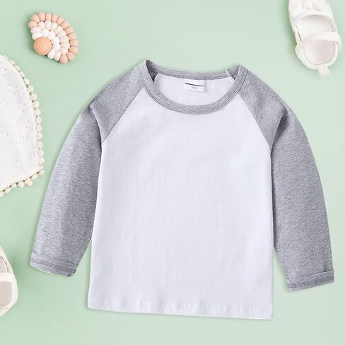 Toddler Long Sleeve Color Block T-Shirts Cotton Crewneck Tees Soft Undershirt Shirt Top for Baby Boys Toddler Clothes in Saudi Arabia